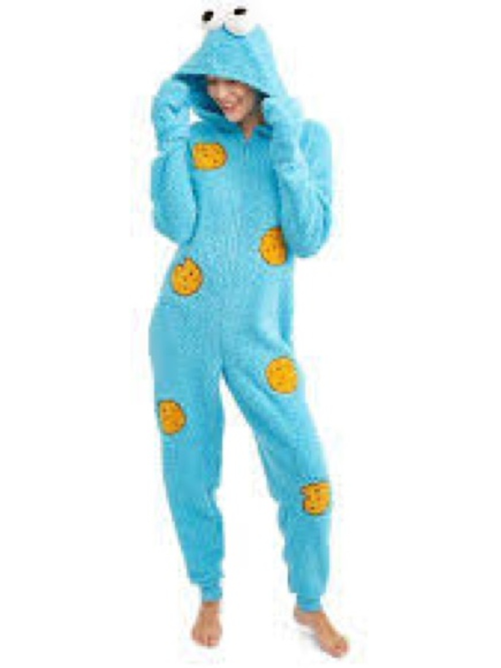 Sesame Street Cookie Monster Sherpa Fleece Onesie Pajama Size XS